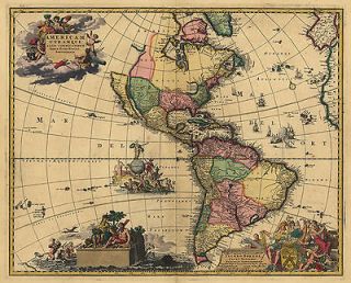 1700s Map of North South AMERICA, Historic Print, quality, Amazing 