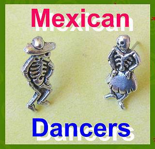 MEXICAN SKULL stud EARRINGS catrina DAY OF THE DEAD dia muertos COUPLE 