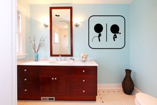 Funny Toilet Sign Male/Female Bathroom Club Vinyl Wall/Door Decal 