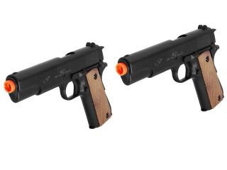 PAIR OF 2 M21 Spring Airsoft 1911 handguns / pistols +1000 6mm BBs 