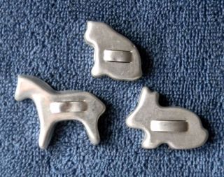 VINTAGE SET OF 3 TINY METAL COOKIE CUTTERS HORSE BUNNY CAT VERY SMALL