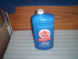 1960s Vintage Supertest Snowmobile Oil Bottle Plastic Jug (Blue)