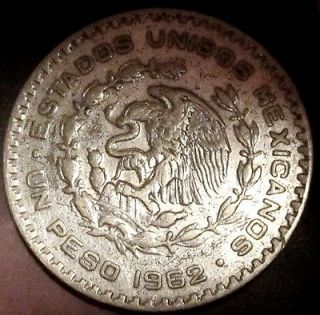 UN PESO MORELOS MEXICO 1962 SILVER COIN