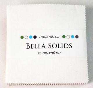   listed White Bella Solid Moda Charm Pack 5 Quilt Fabric 42 Squares