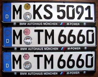 BMW dealer frame with German license plate from MUNICH home of BMW