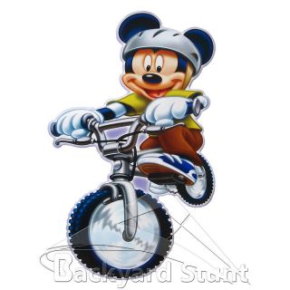 NEW Mickey Mouse On Bicycle Wall Sticker Decal TV Cartoon Decor Gift 