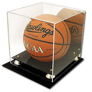 Basketball Soccer Volleyball Acrylic Display Case on Gold Risers with 