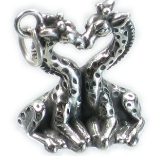  sterling silver charm .925 x1 Giraffe Kiss Love charms SSLP2802