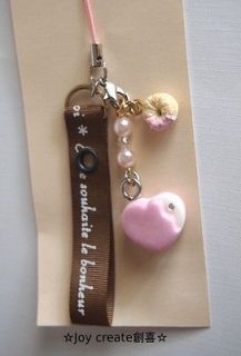 miniature clay food fake food cell phone strap handmade japan heart 