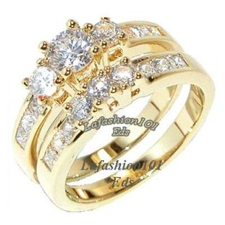 35ct Gold Plated Womens WEDDING/ENGAGE​MENT 2 RINGS SET sz 5,6,7,8 