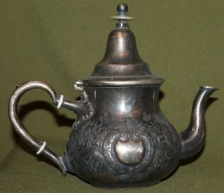 Antique Arabic silverplated tea coffee pot Darel Berrad