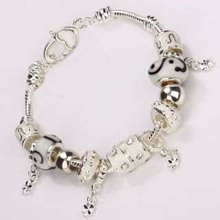 European Murano Glass Beads Silver Charm Bracelet +Gift Box PA01 For 