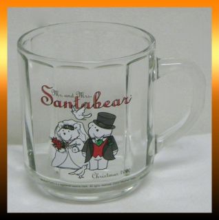   2000 MR & MRS SANTABEAR Clear Glass COFFEE MUG / CUP *MINT / LN