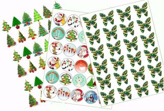 WONDERFUL CHRISTMAS MULTI PACK   90 X CUP CAKE TOPPERS EDIBLE WAFER 