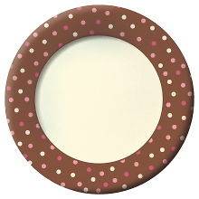   Dots Pink White & Brown Polka Dot 11 Wide Brim Party Paper Plates
