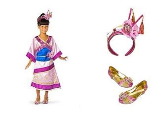  Asian Princess Mulan Costume or Headpiece or Shoes or Set 