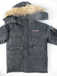   Parka Coat Winter Jacket WARM fauxfur hood 2 tone BLACK NAVY Size 4 18