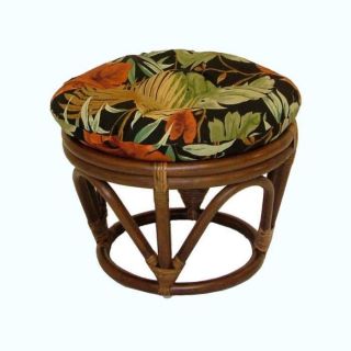 Rattan Papasan Footstool with Polyester Cushion Tropique