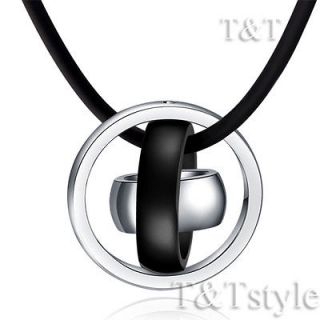 Stainless Steel Three Lucky Ring Pendant Necklace (NP145)