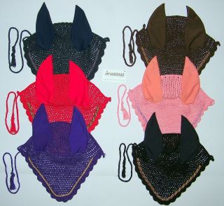 EAR NET CROCHET FLY VEIL EQUESTRIAN HORSE SIX COLORS WITH PIPING