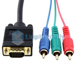 12 Ft VGA to 3 RCA Component Cable For Laptop PC LCD TV