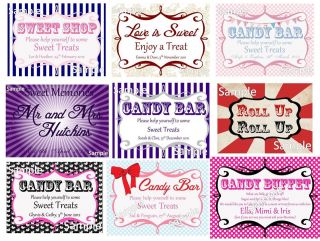 Candy Buffet Bar Individually Personalised Sweet Labels   Sweetie 
