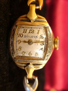 ANTIQUE BULOVA FILIGREE VINTAGE SWISS 10K GOLD RGP LADIES WATCH 