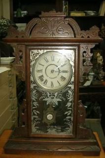 Antique E N WELCH Parlor Kitchen clock Working .Enamelled pendulum