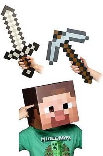 Minecraft 12 Steve Head, Sword, Pickaxe & Costume Kit
