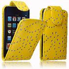 FOR APPLE IPOD ITOUCH TOUCH 4 4G YELLOW GLITTER DIAMOND LEATHER POUCH 