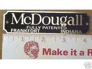 MCDOUGALL CABINET TAG HOOSIER CABINET TYPE LARGE SIZE TAG & YES FREE 