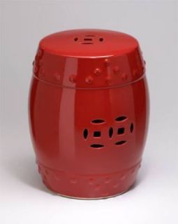 Chinese RED Ceramic Garden Stool Indoor / Outdoor, NEW
