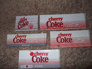 Cherry Coke Diet Coca Cola Machine Button Tag Label Lot Of 5 Vintage 