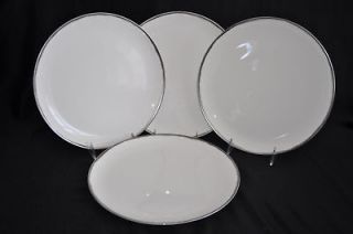 CALVIN KLEIN Metallic Basso Platinum Dinner Plates Set of 4 New