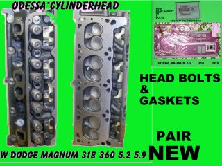 NEW DODGE JEEP MAGNUM 5.2 5.9 318 360 CYLINDER HEADS BOLTS & GASKET 