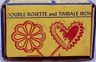 Vintage Double Rosette and Timbale Iron Mold Patty Shell for Cookies 