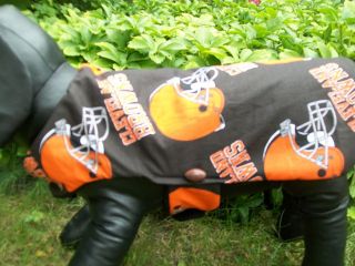   CANINE CLOTHES BRAND CLEVELAND BROWNS COTTON/ FLEECE DOG COAT easy on