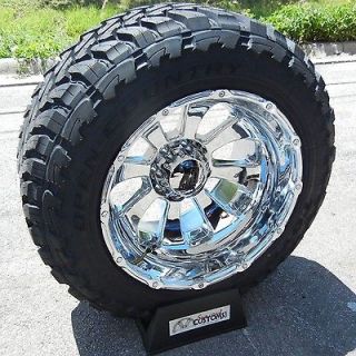 22X14 CHROME XD ARMOUR RIMS 37 TOYO M/T TIRES CHEVY GMC SIERRA 