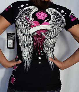 Sinful by Affliction SALEM Womens Short Sleeve T Shirt   S1613   NEW 