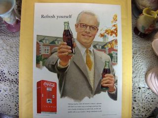   Ad Print Coca Cola Bottle Old School Red Vending Machine Americana Art