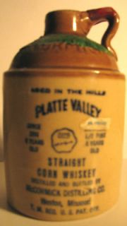   Platte Valley 1959 Antique Corn Whiskey 135 68 Crock Jug 11 D16