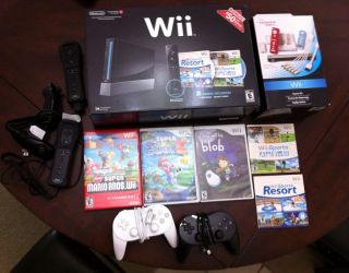 Nintendo Wii Sports Resort Pack Black Console (NTSC) + Games + Extra 