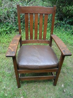 JG Stickley Arts & Crafts Oak Arm Chair #810 Mission Style Signed