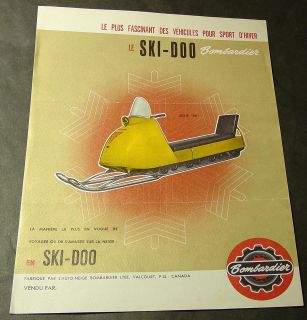 RARE VINTAGE 1964 SKI DOO FRENCH SNOWMOBILE SALES BROCHURE 4 PAGES