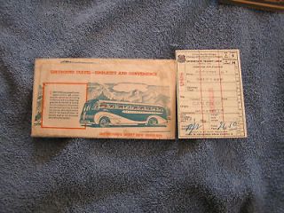 1938 Greyhound Bus Ticket & Vintage Folder/Envelop​e