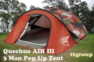   Waterproof Pop Up Camping Tent 2 Seconds AIR III, 3 Man Orange Flower
