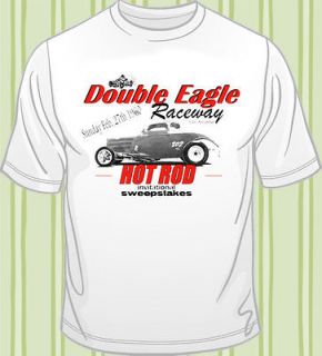 White hot rod rat car Double Eagle drag Raceway T shirt M L XL 2X 