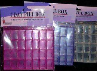   Box Organizer Medicine 7 Day 28 Compartments Vitamin Storage Travel