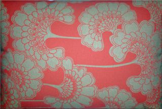   Broadhurst Japanese Floral Cushion in Orange and Beige 50x35cm