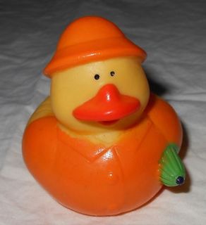 Orange Raincoat & Green Umbrella Rubber Duck / Duckie / Ducky 
